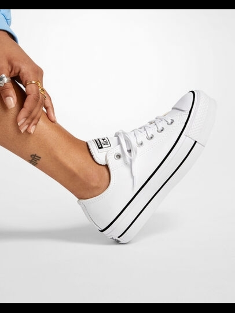 White Low-Top Platform Canvas Sneakers - 9.5